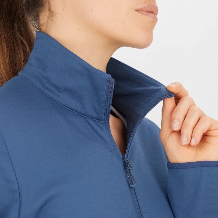 Chaquetas Salomon Essential Lightwarm Full Zip Mujer Azul Marino | MX ZEJL201